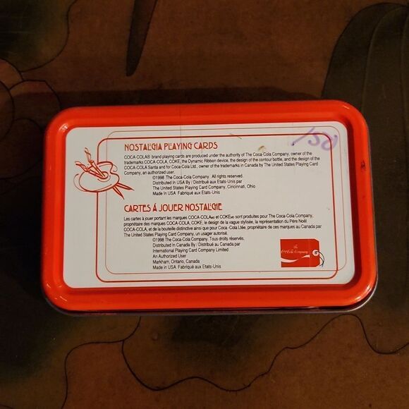 Coca-Cola 1998 Playing Cards Holiday Tin Vintage - Picture 4 of 5